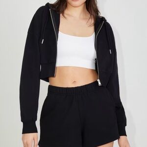 Black Garage Cropped Zippy Hoodie